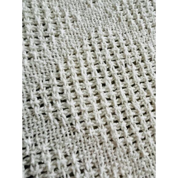 White Cotton Waffle Weave Blanket King USA WPL 1675 Vintage Diamond 25 Beacon ? - Picture 5 of 16